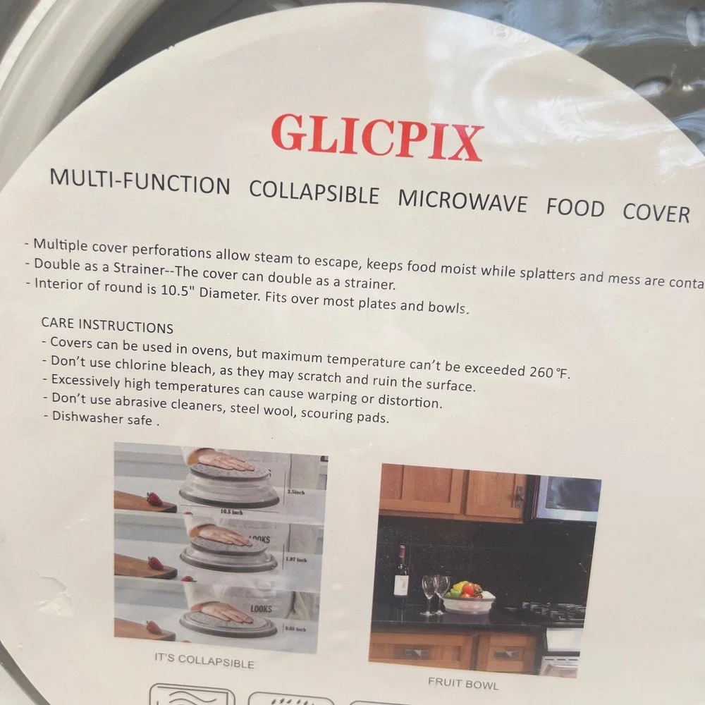 GlicPix Multifunction Collapsible Microwave Food Cover 10.5